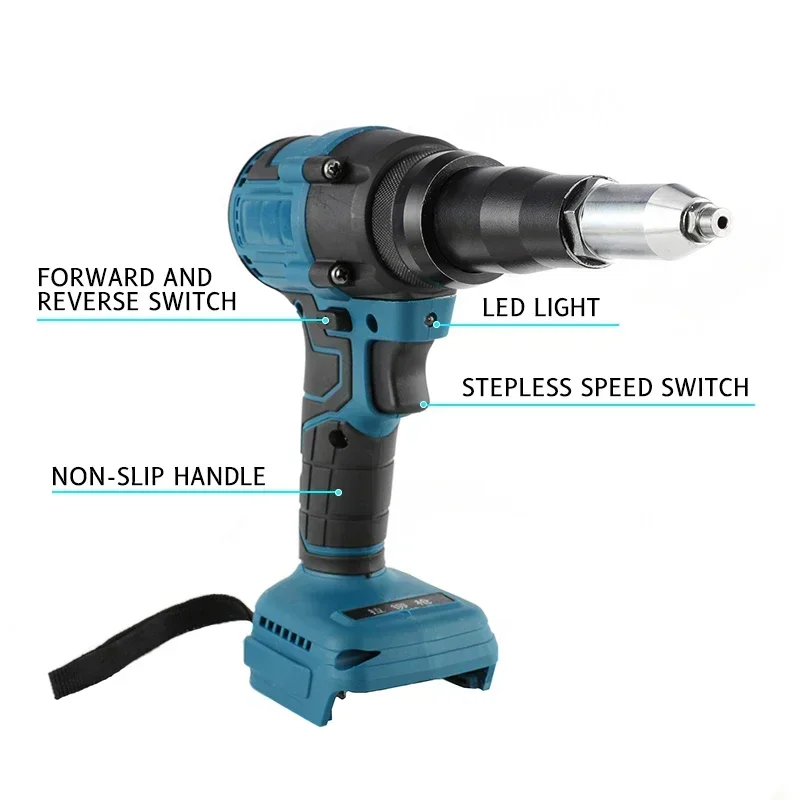 Cordless Electric Riveter Gun Brushless Power Tools Screwdriver 2.4-4.8mm With LED Light For Makita 18V Battery (Not Included) 4