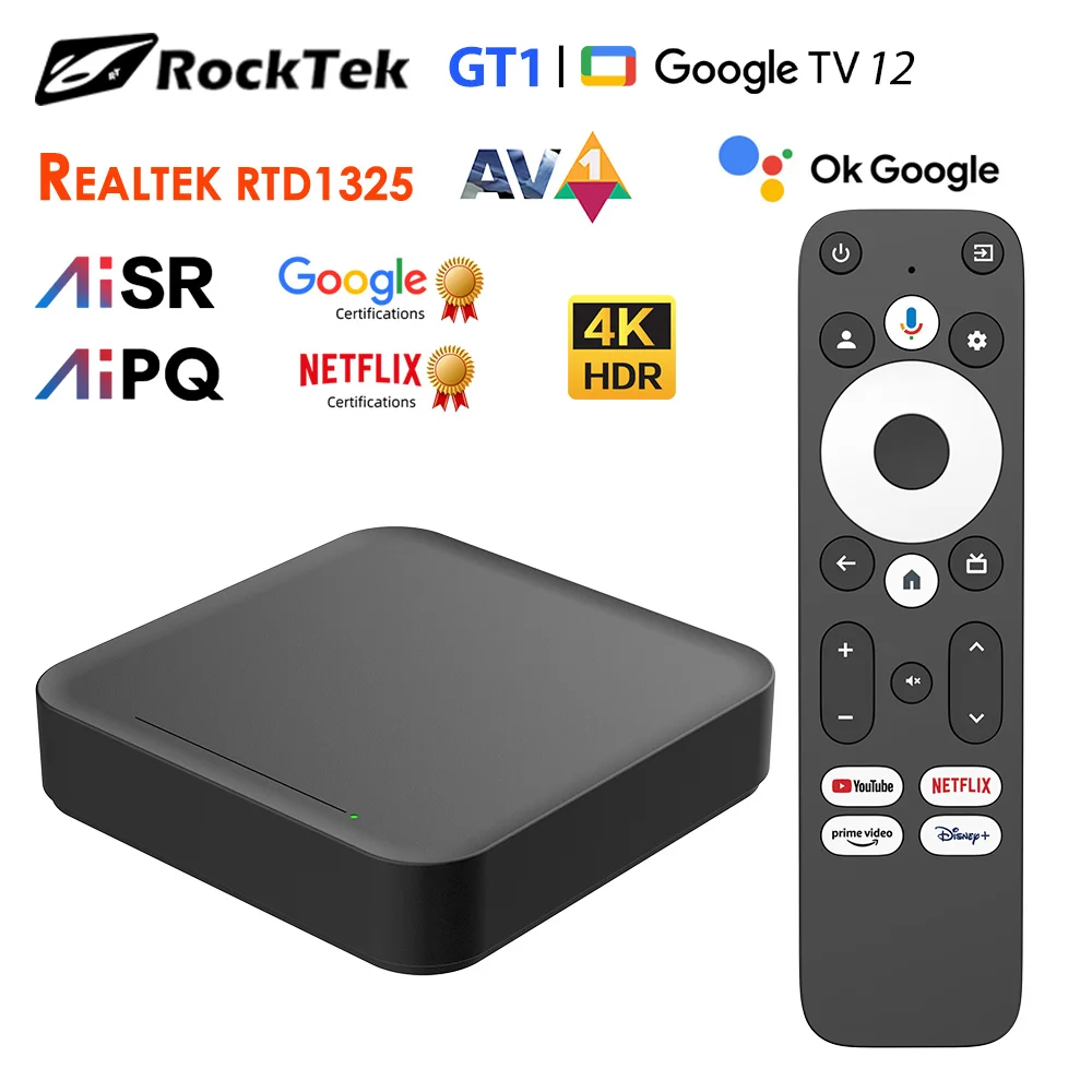 RockTek GT1 UHD TV Box Google Certified 2GB 32GB Realtek1325 A55