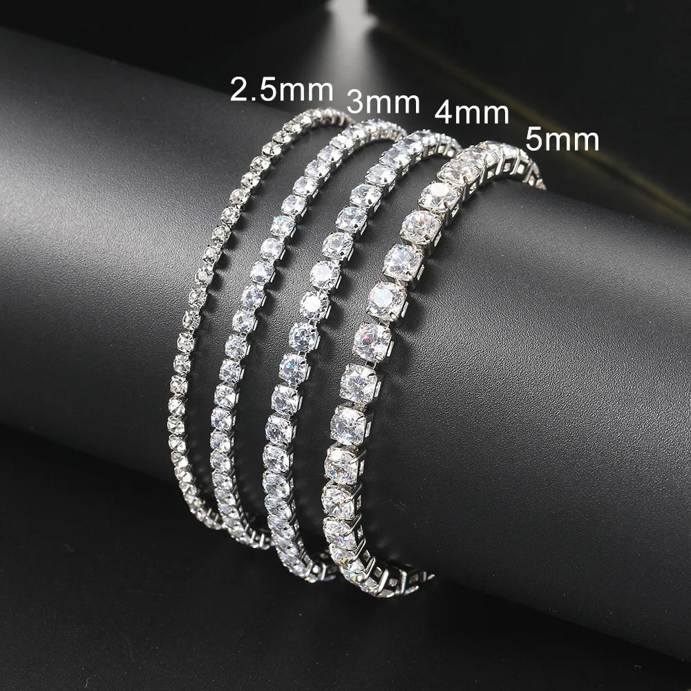 Tennis Bracelet 3/4/5mm Crystal Hip Hop Iced Out for Men Homme Punk Zirconia Women Chain on Hand Streetwear Trendy Jewelry
