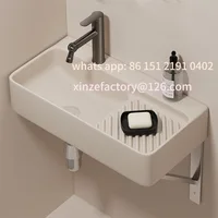 อ่างล้างหน้าเซรามิกติดผนังแบบแคบพิเศษสำหรับฤดูหนาว ปรับแต่งได้ สีครีม ใช้สำหรับล้างหน้า ซักผ้า ติดตั้งบนระเบียง แบบแขวนเรียบง่าย 4