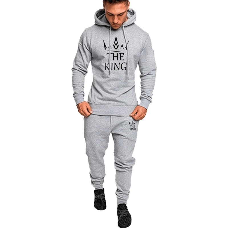 Autumn men's fitness camouflage sportswear sports set camouflage printed hoodie jacket+pants sportswear jogging set