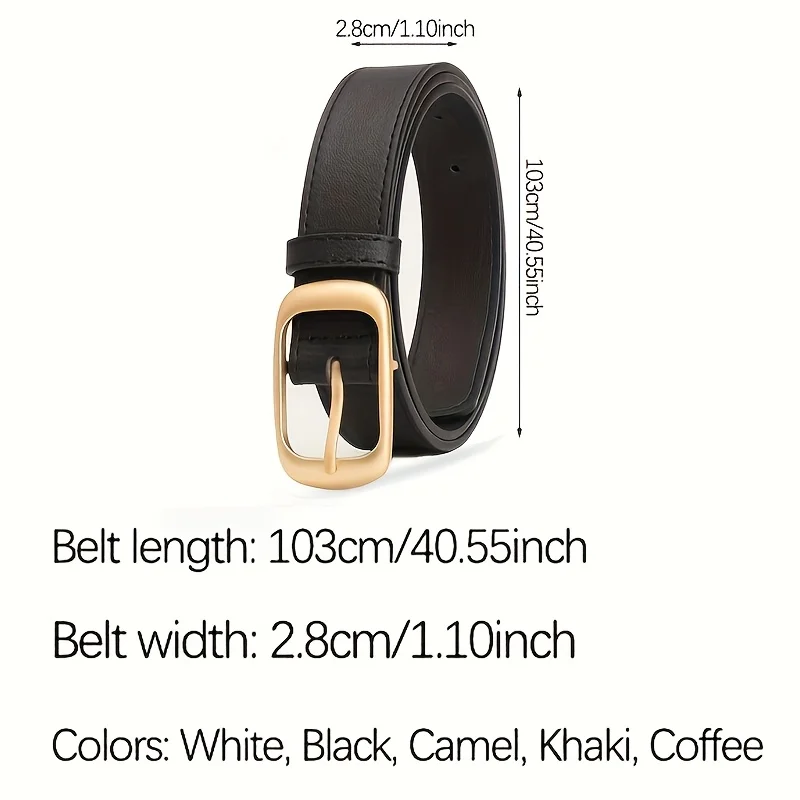 1pcs Women's Belt Fashion Classic Buckle PU Leather Belt Versatile Casual Golden Needle Buckle - Pair with Jeans, Pants, Dress