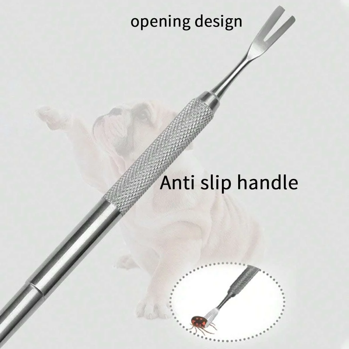 1pc-Stainless steel tick fork removal tool - effective pet flea and tick removal tweezers for dog care and cleaning
