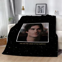 Damon Salvatore The Vampire Diaries Printed Picnic Blankets Warm Blanket Soft and Comfortable Blanket Home Travel Birthday Gift 2