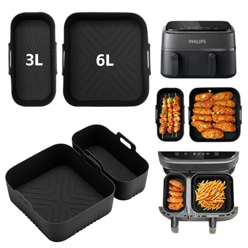 Silicone Liner for Rectangle Air Fryer - Versatile Basket Mold (Big & Small Sizes Available)