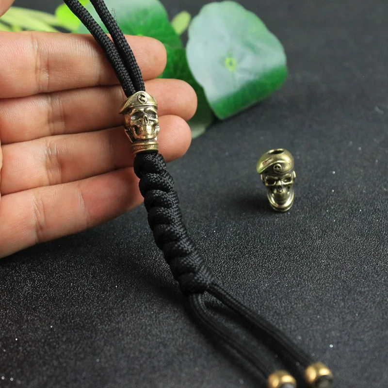 

Латунная шапка с пятиконечными звездами для повседневного использования, русский череп, солдат, нож, бусины, шнурок, подвески, ювелирные изделия, металлический медный Паракорд, аксессуары «сделай сам»