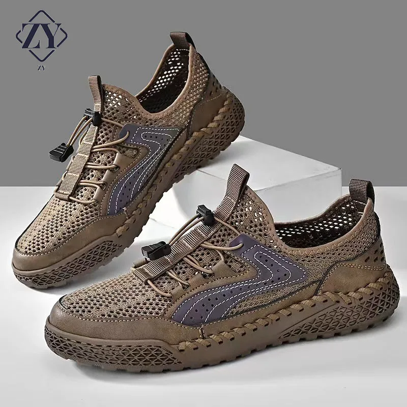 

Golden Sapling Summer Outdoor Shoes for Men Breathable Air Mesh Sport Tactical Shoe Men's Casual Mountain Loafers Platform Flats