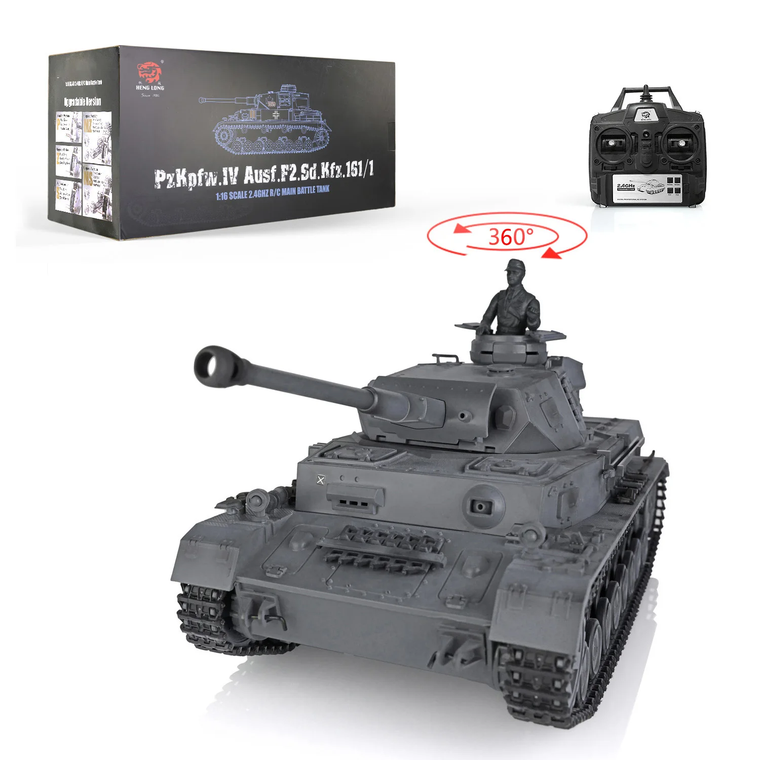 HENG LONG 1/16 Gray 7.0 Customized Panzer IV F2 RTR RC FPV Tank 3859 Metal Wheels W/ Camera Steel Gearbox Bearing Toys TH17418 2