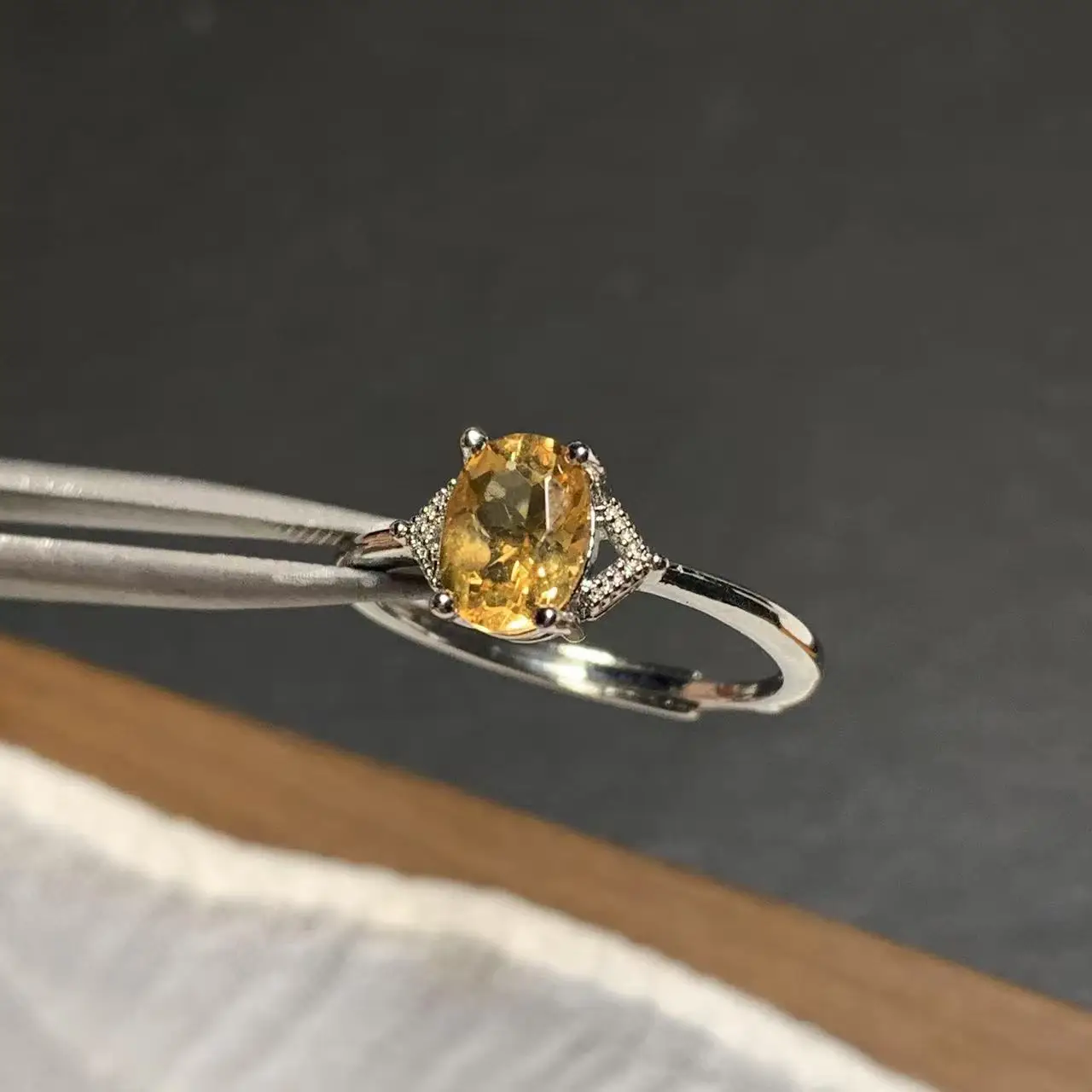 7MM Natural Citrine Ring Adjustable Female Ring Jewelry for Women Gift Wholesale High Quality Vintage Fine