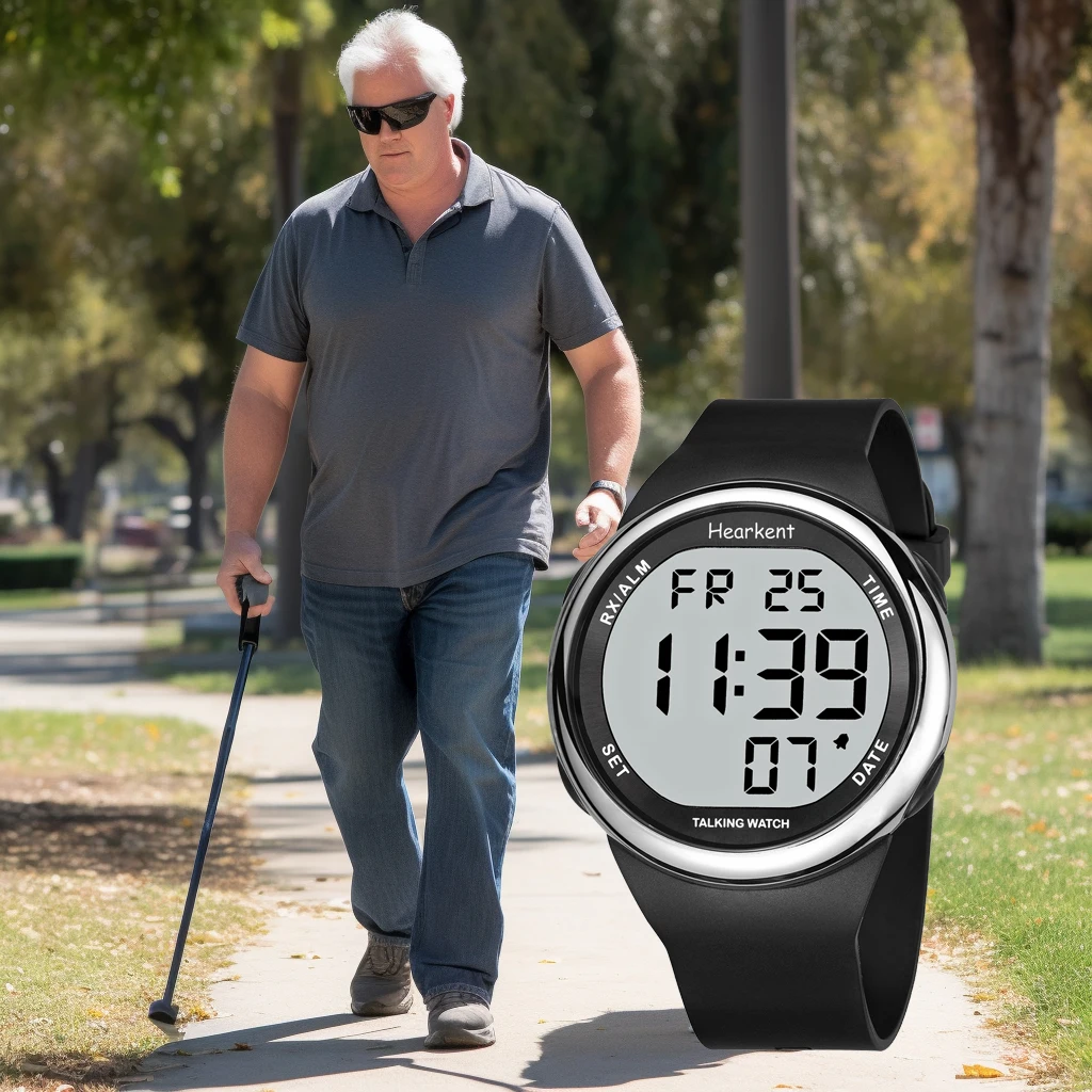 Hearkent Spanish Talking Watch Clock for Blind Man/Women Digital Voice Wrist Watch Alarm Fashion Silicone Watch for Seniors Gift 6