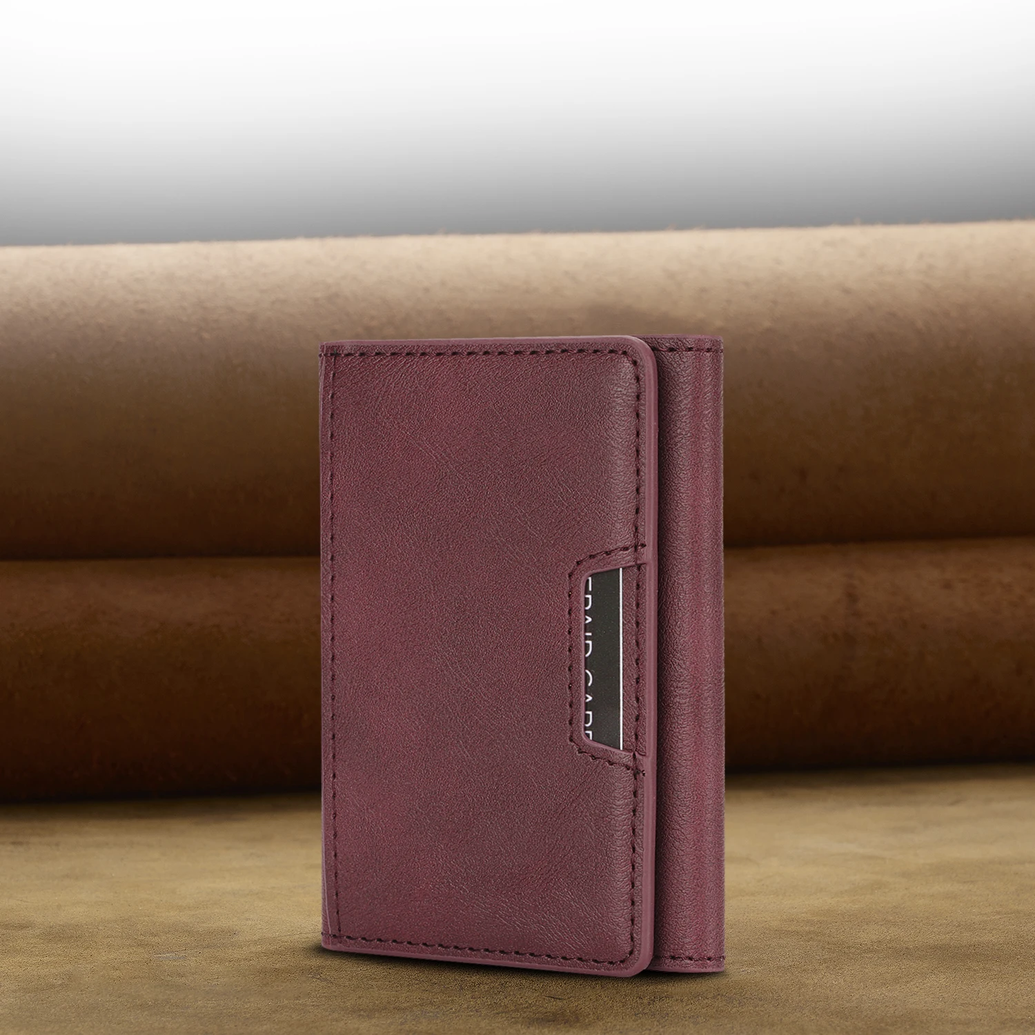 Luxury High-End Leather Foldable Mini Wallet with Strong Magnetic Closure