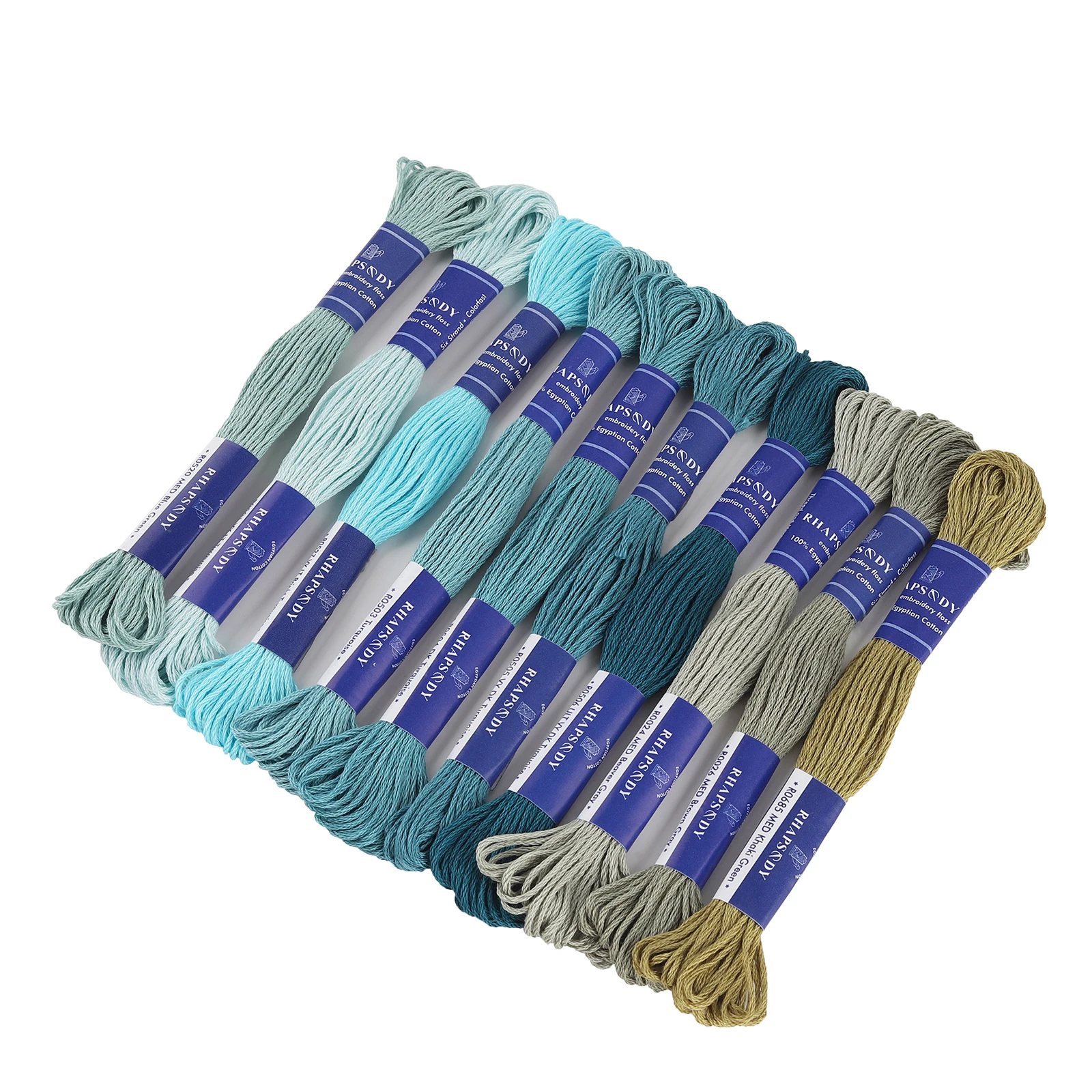 Rhapsody Premium Egyptian Cotton Embroidery Floss Collection - 12 Vibrant Colors, Double Mercerized, 8-Meter Skeins