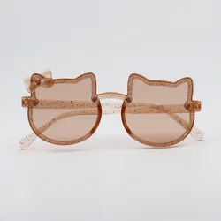 Gradient UV Resistant Sunglasses for Girls with Cute Cartoon Design (Dark brown)