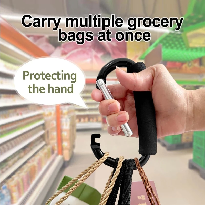 Large Carabiner Stroller Hooks Organizer Aluminum D Ring Spring Snap Keychain Clip For Hanging Bags