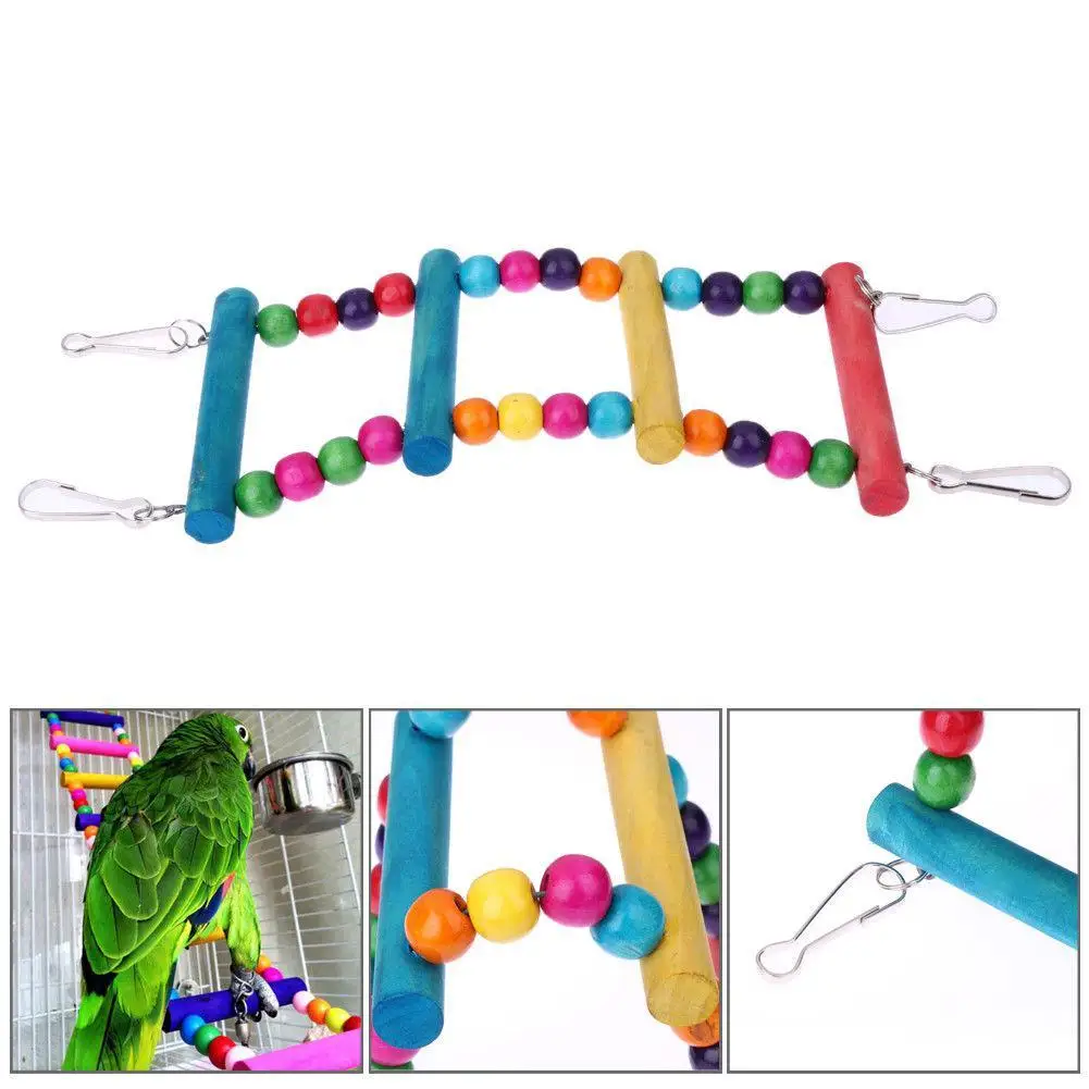 Bird Toys Bird Parrot Toys Ladders Swing Chewing Toys Hanging Pet Bird Cage Accessories