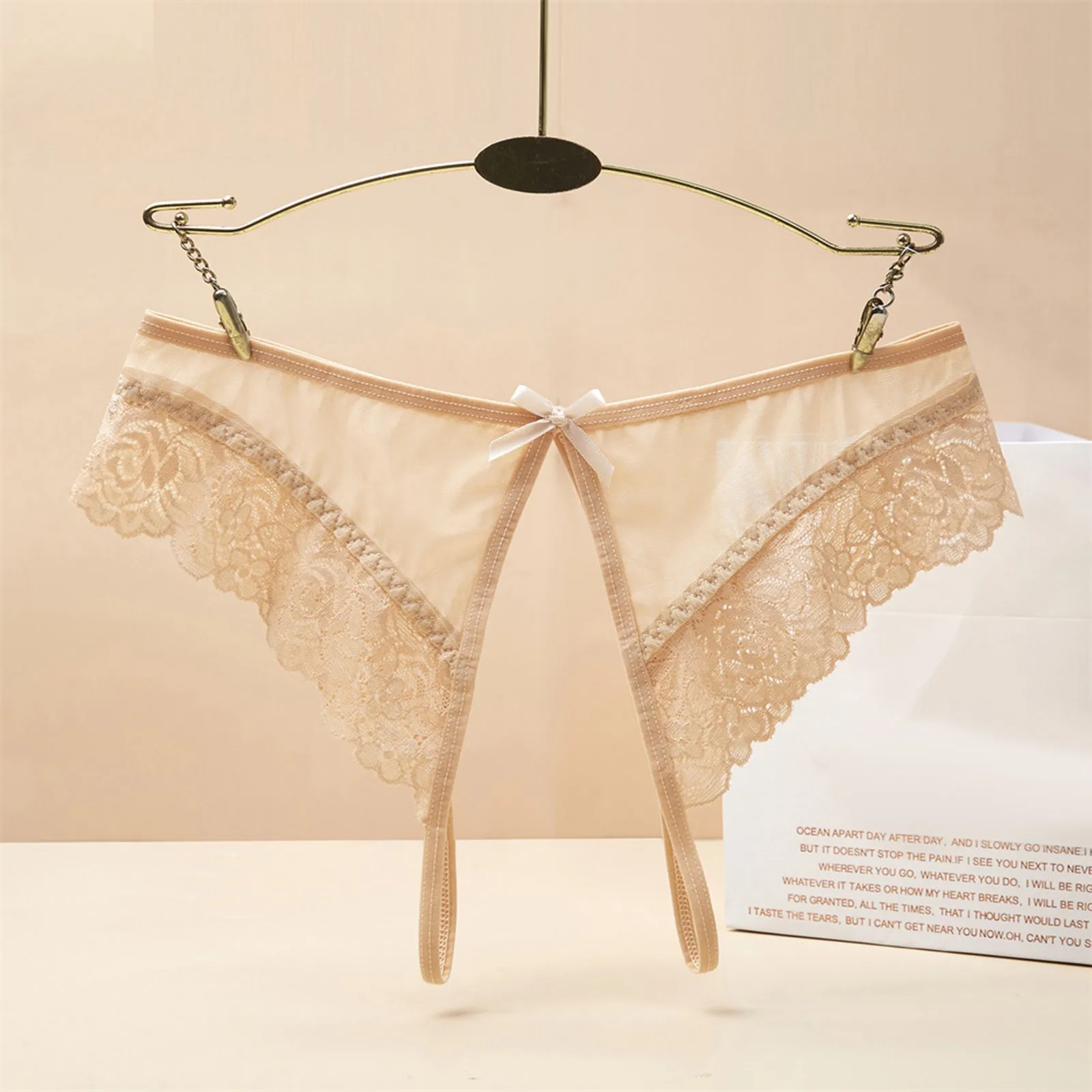 Lace Panties Female Underwear Women Panties Womens Underwear Sexy Lingerie Breathable Lace Hollow Out Raise The Buttocks Pure Brief Panties Mesh Thong Panties Lingerie For Ladies