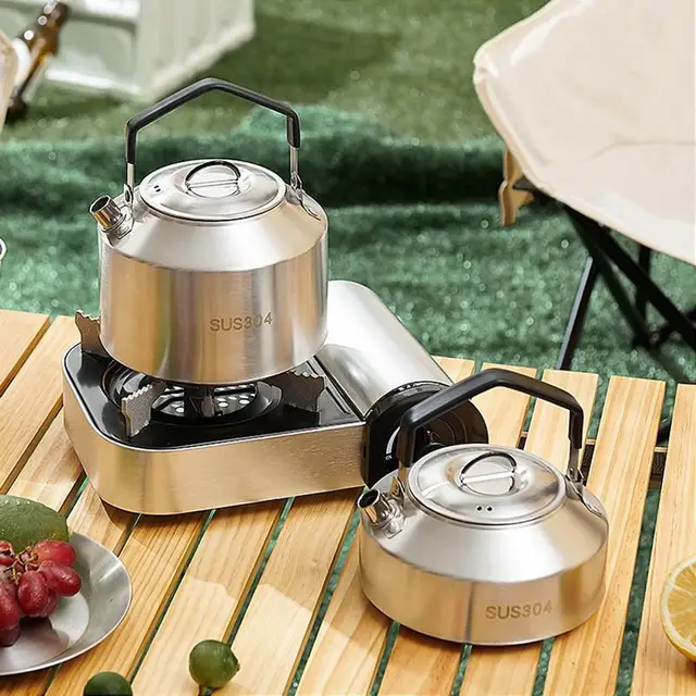 1L/1.5L Camping Water Kettle Outdoor Coffee Kettle Tableware Picnic Set Supplies Durable Camping Tea Kettle Tourism Cookware 2