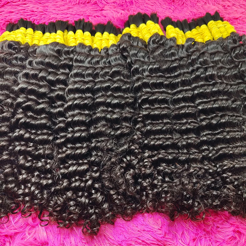 Deep Wave Bulk Human Hair For Braiding 16-30 Inch 100% Unprocessed No Weft Deep Curly Human Hair Extensions 100g/pc