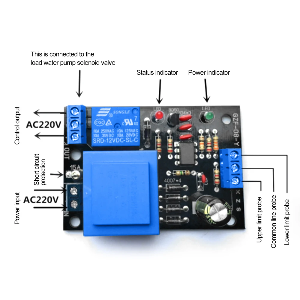 Water Level Liquid Level Switch Sensor Controller Water Tank Tower Pool Automatic Pumping Drainage Ac 220V Power Supply liquid level sensor water level switch