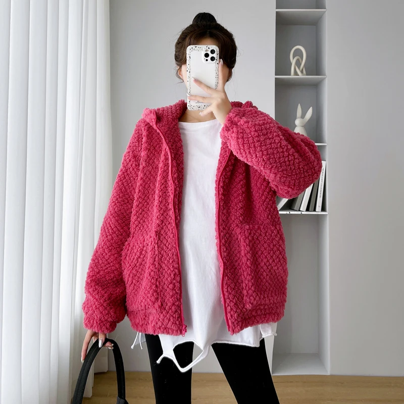 2023 Winter Maternity Coats Plus Size Thick Warm Pregnant Woman Lamb Wool Jackets Fashion Button Fly Hooded Pregnancy Outwear