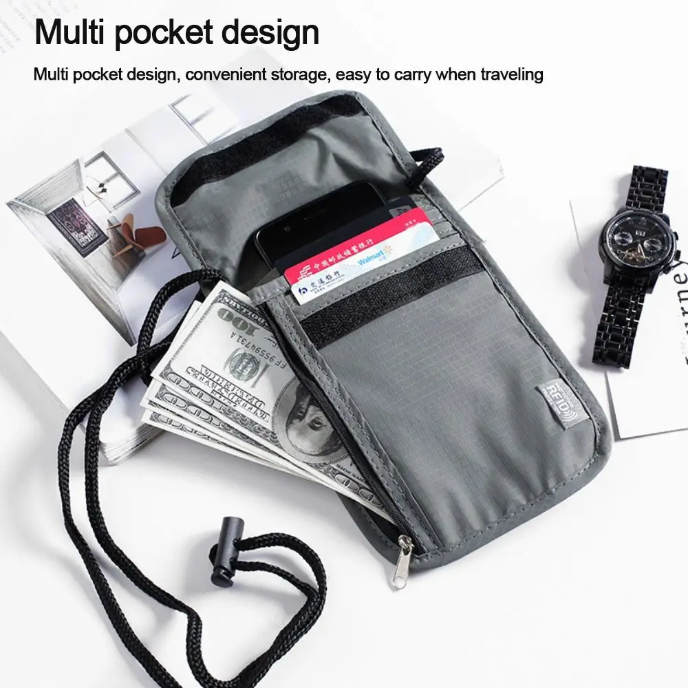 Waterproof RFID Nylon storage bag Travel document Card passport Bag Neck Wallet Money Document Card Passport Pouch 1 Pcs storage bag passport holder