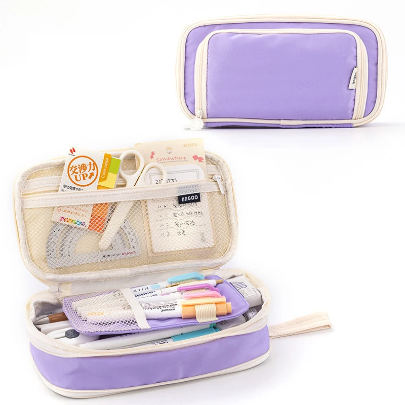 

Pencil Case For Girls Kawaii 3 Compartment Pouch Pen Boxes Back To School Students Supplies Cute Korean Stationery