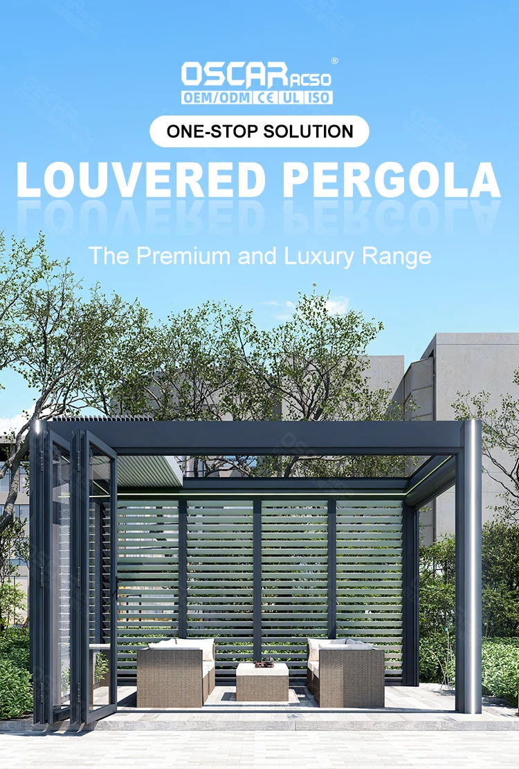 Description Picture 3 of itemElectric Louvered Aluminium Pergola Customizable Size Outdoor Patio Garden Backyard pergolas