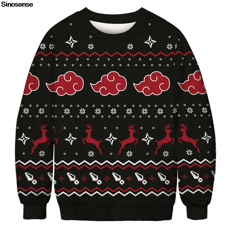 

Men Women Reindeer Ugly Christmas Sweater New Year Eve Holiday Party Crewneck Sweatshirt 3D Funny Printed Xmas Jumpers Tops