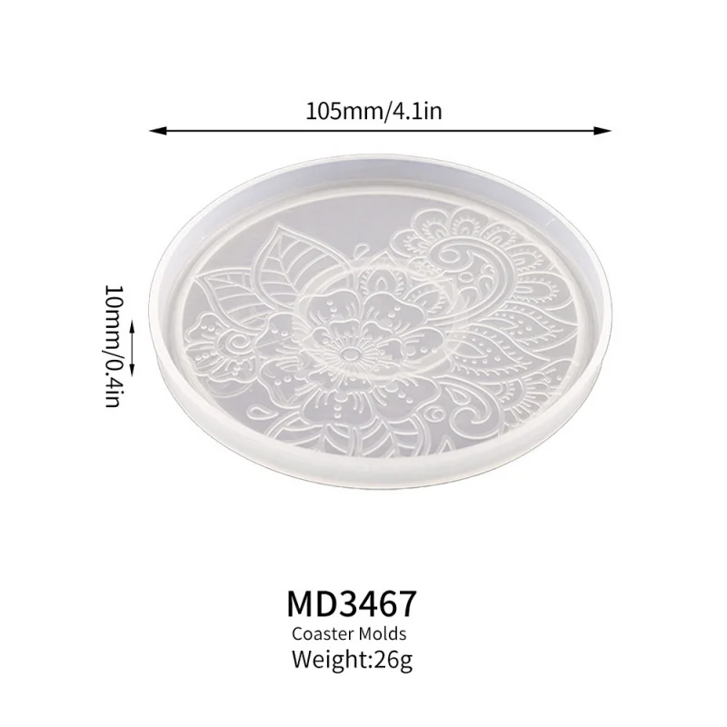 Round Coaster Silicone Mold Epoxy Resin Crystal Mold DIY Coffee Wine Glass Flower Coaster Plaster Concrete Home Decor Crafts silicone mold