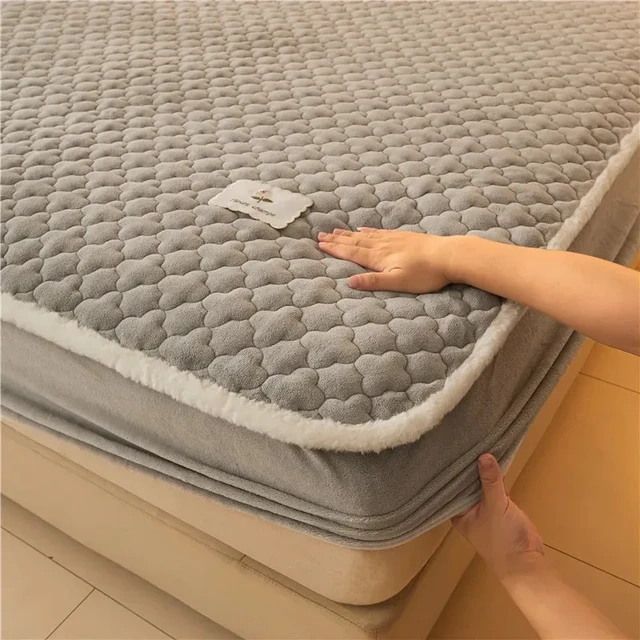 Bedding Pure Cotton Thick Mattress Cover Microfiber Filling Elastic Fitted  Sheet Queen King Size Mattress Pad Protector - AliExpress