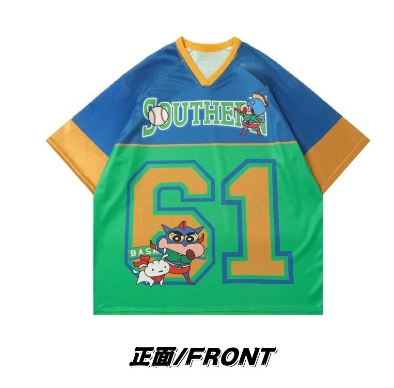 Crayon Shin Chan 3D-gedrucktes Jersey-T-Shirt für Erwachsene und Kinder im amerikanischen Sportstil mit kurzen Ärmeln