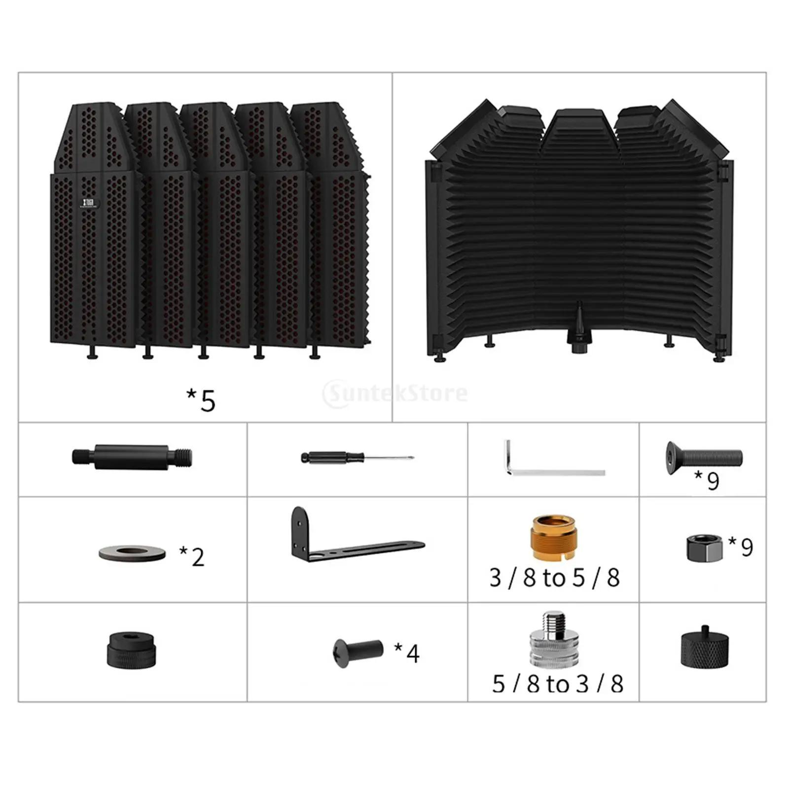 Microphone Isolation Screen Foldable 5 Panels Professional Acoustic Sound Shield Recording Panel Shield recording studio