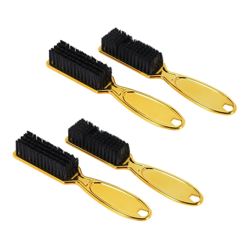 

Promotion! Fade Brush Comb Scissors Cleaning Brush Barber Shop Skin Fade Vintage Oil Head Shape Carving Cleaning Brush Gold 4PC