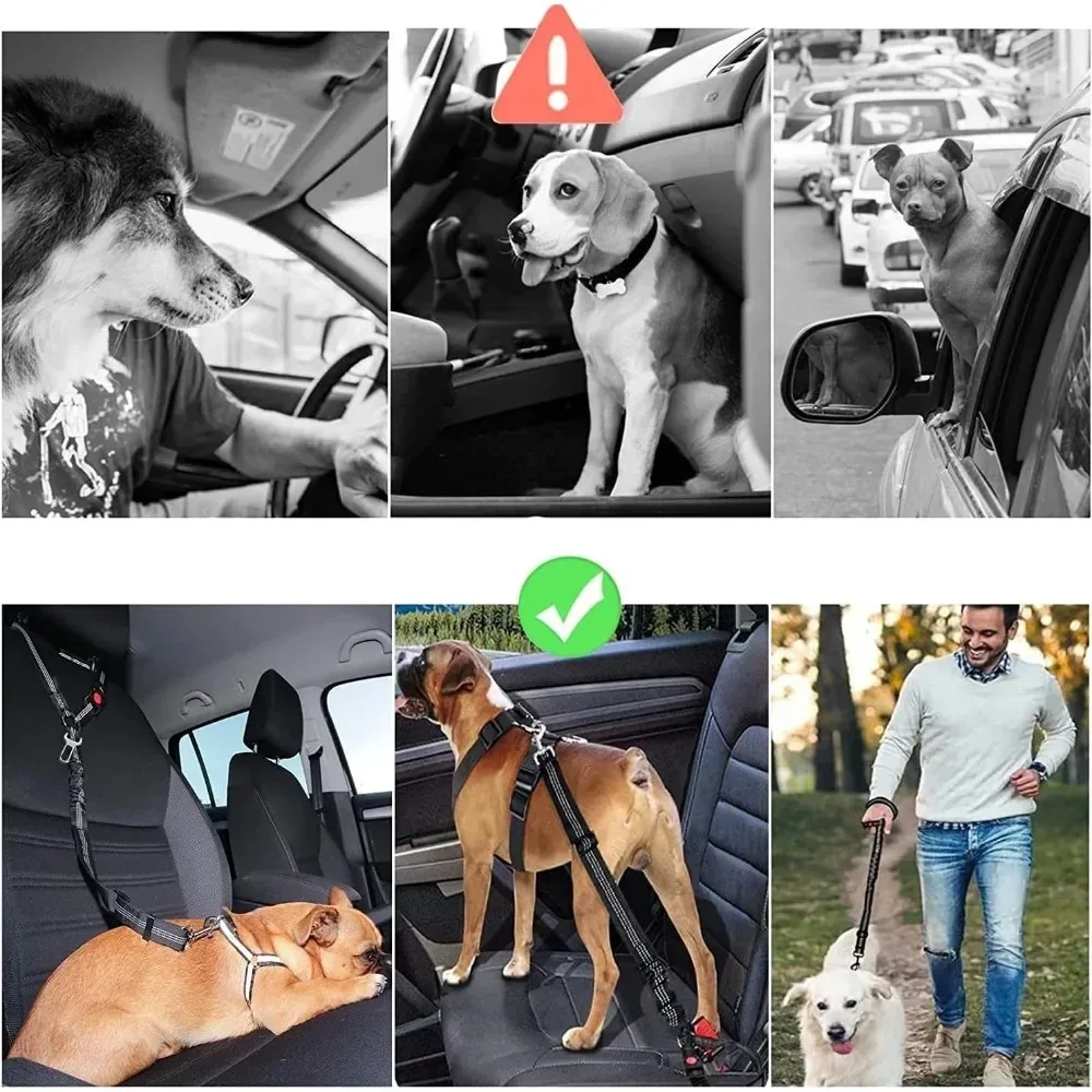 2-in-1 Reflective Dog Seatbelt 3