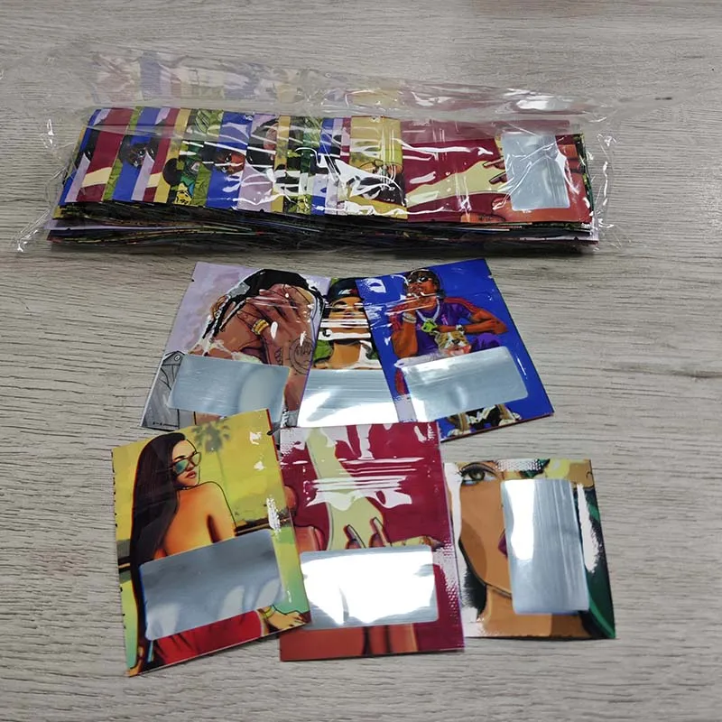 

Cartoon Pattern Holographic Laser Ziploc Bags Glossy Exit Edibles Packaging Moisture-proof Small Mini Foil Laminated Mylar Bag