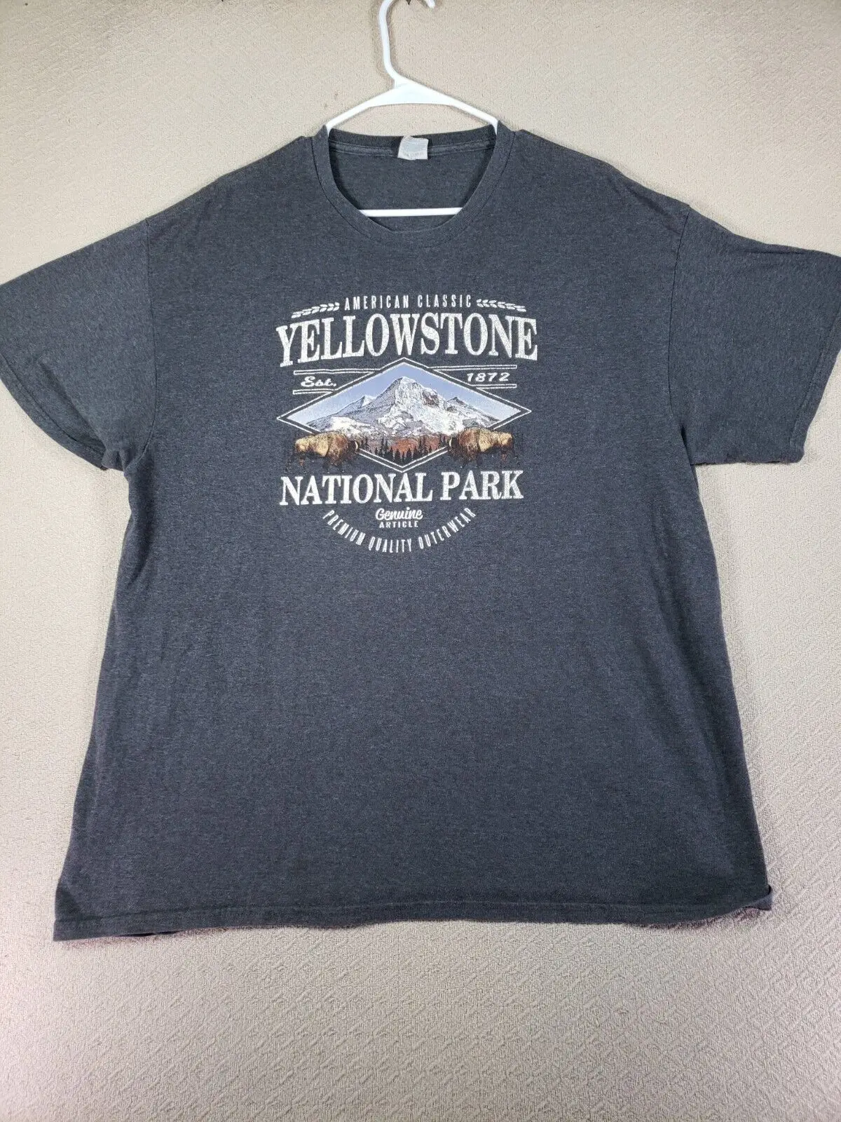 Maglietta Yellowstone Uomo Xl Grigio Manica Corta National Park Stampa Grafica Escursionismo