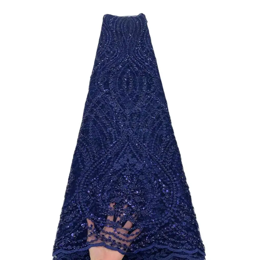 

2023Latest Elegant High Quality Navyblue African Tulle Lace with Lots Stones Fabric For Important Party Dress NN5778_R