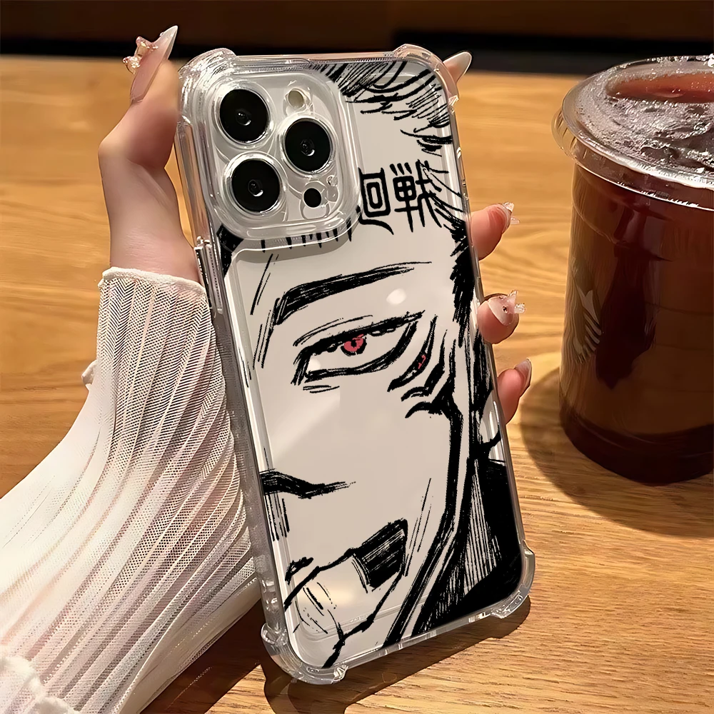 Anime Cool Jujutsu Kaisen Anti-Fall Clear TPU Phone Case