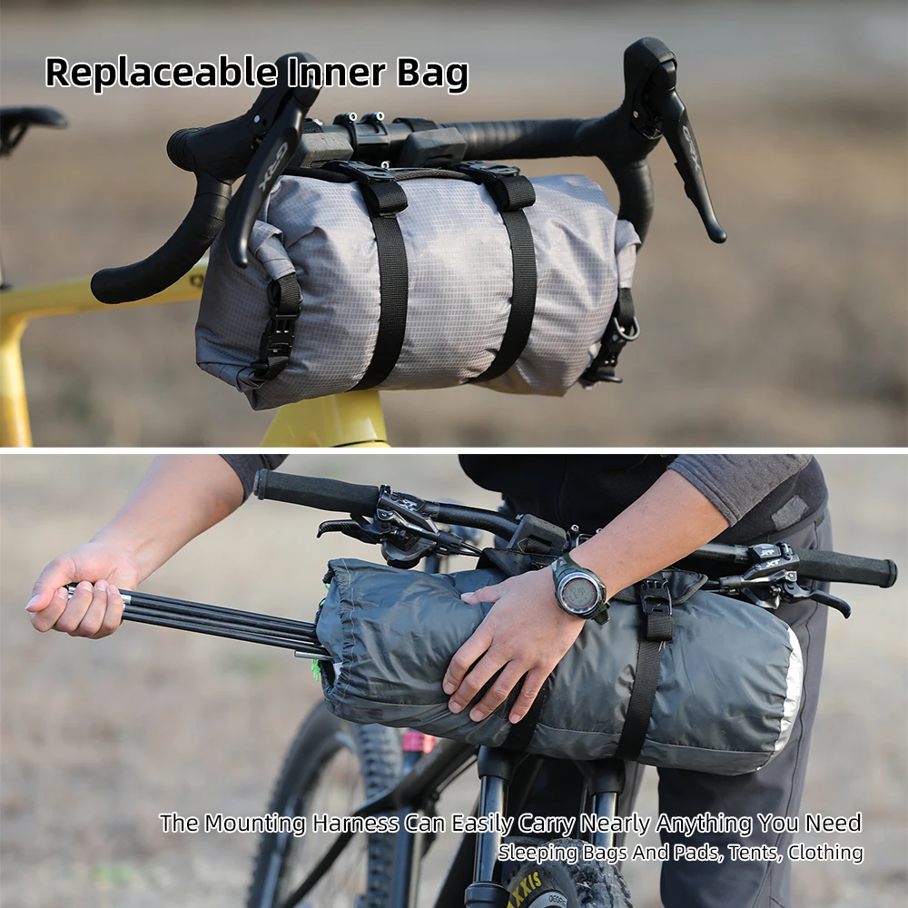 Rhinowalk Bilke Imbracature per manubrio Borsa asciutta da 12 litri Borsa anteriore staccabile impermeabile Base di montaggio di grandi dimensioni adatta per MTB Bicicletta da strada Ciclismo - immagine 4