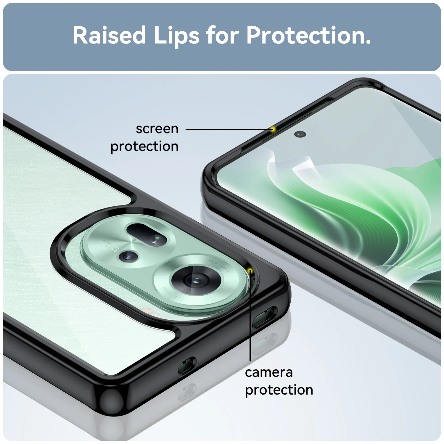 Vibrant Transparent TPU Protective Case with Shockproof Clear Frame