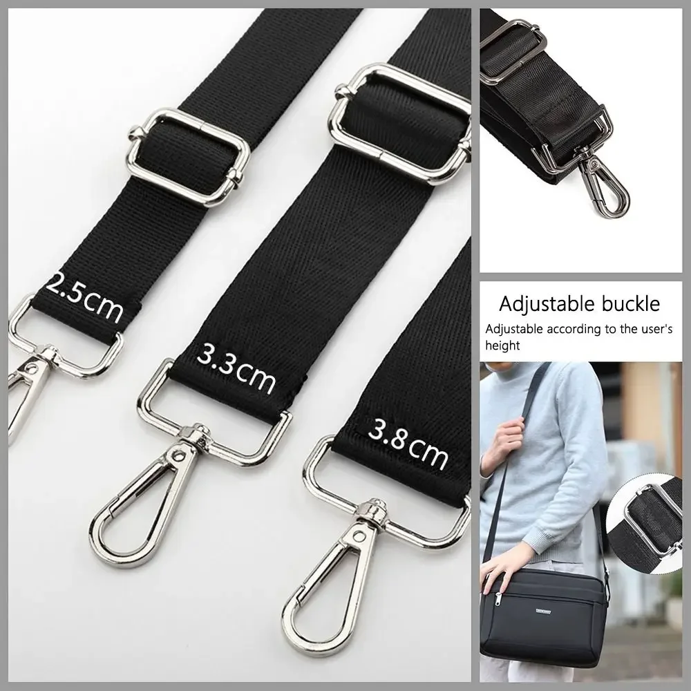 Adjustable 70-140cm Bag Strap Black Nylon Handbag Strap Detachable Unisex Handbag Handle Shoulder Bag Belt Bag Accessories