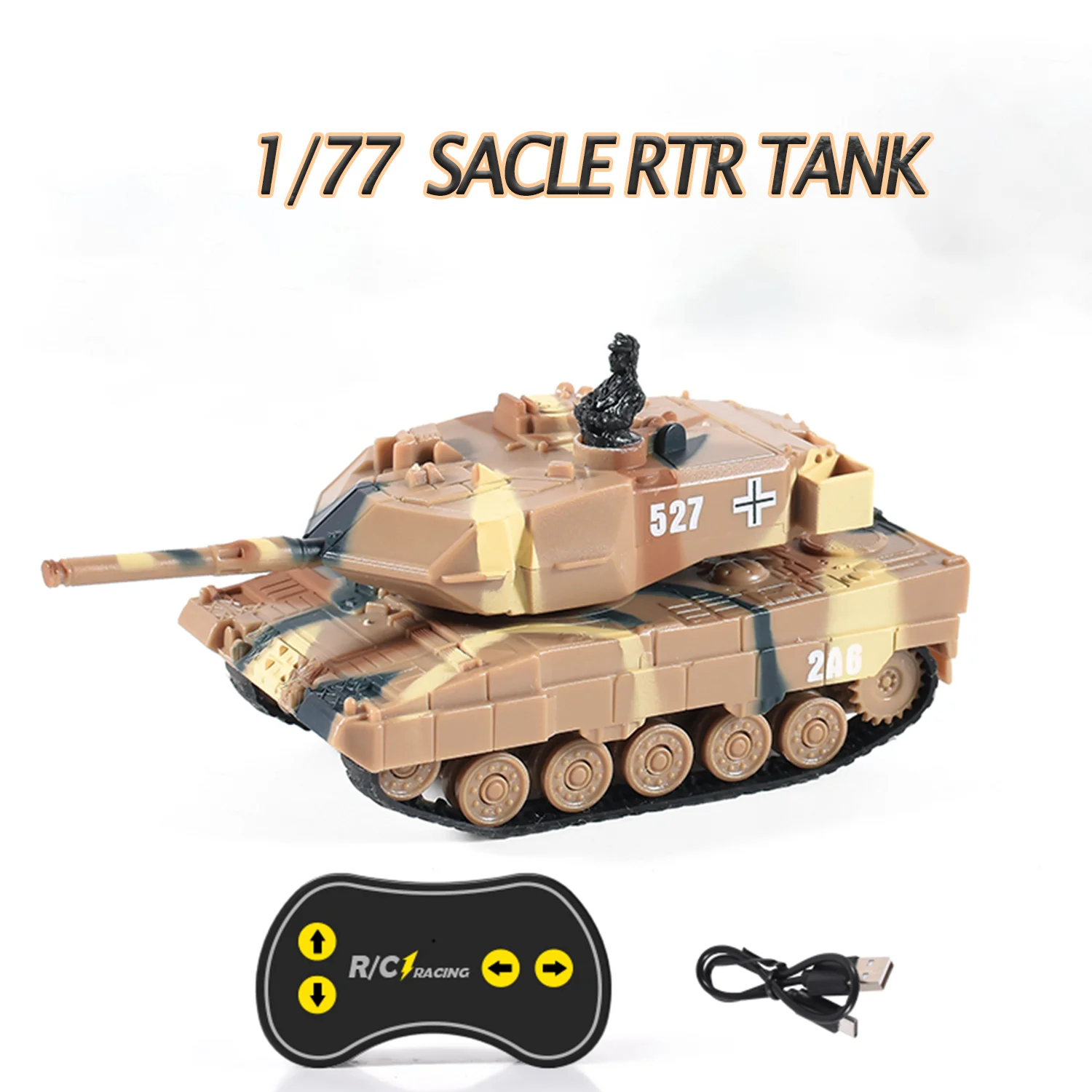 1/77 RTR RC Mini Tank German Panther Battle Tank 360°Rotation LED Light 2.4G Remote Control Model Toy for Children Gift 4
