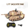 1/77 RTR RC Mini Tank German Panther Battle Tank 360°Rotation LED Light 2.4G Remote Control Model Toy for Children Gift 4
