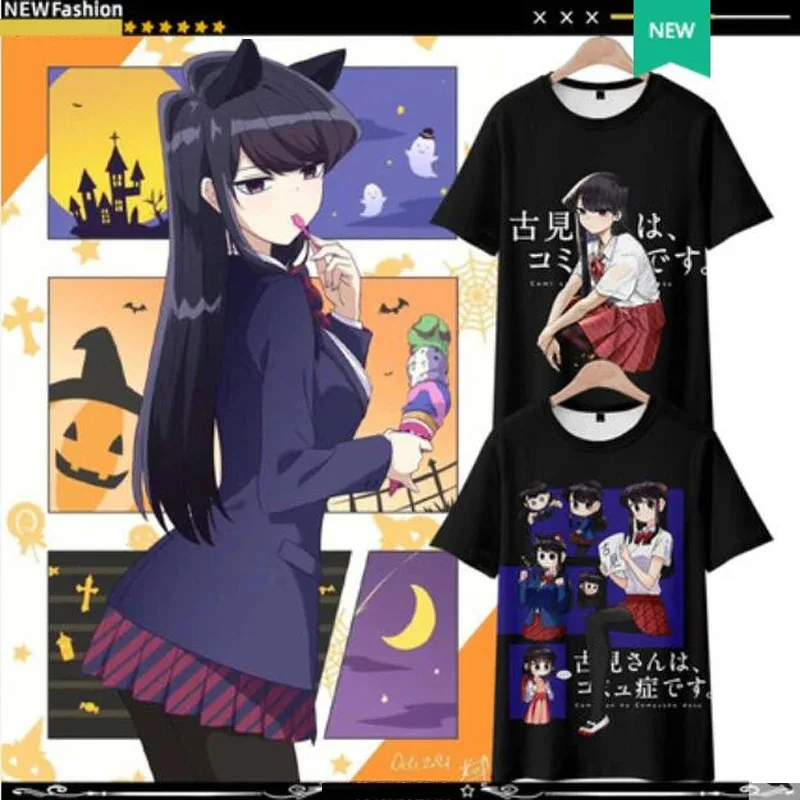 3d impresso t camisa komi san wa komyushou desu anime komi não pode comunicar gráfico camiseta de manga curta verão 2024