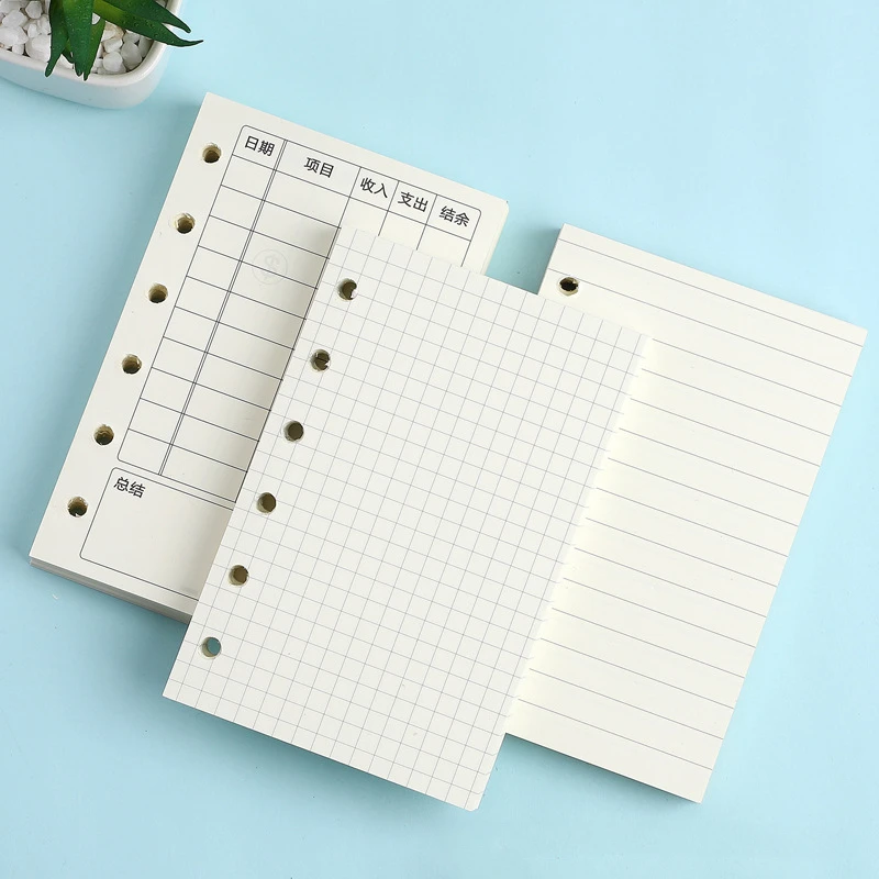 A7 6Holes Loose Leaf Notebook Refill Spiral Binder Inner Page Weekly Monthly To Do Line Dot Grid Inside Paper Stationery