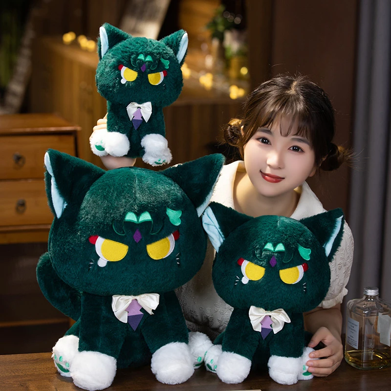 

22cm Game Impact Xiao Sitting Cat Cosplay Plush Pillow Doll Toy Prop Xmas Gift