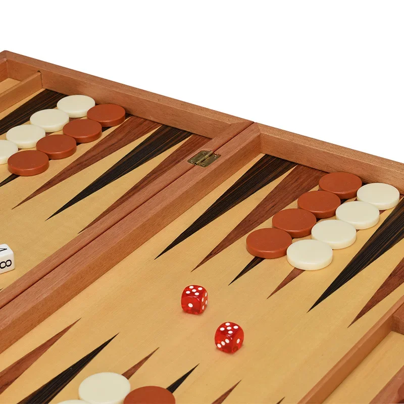Inlaid Backgammon Western Land War Chess Set Classic Strategy Board Game With Acrylic Wooden Playing Pieces Dice Cups 11-17 Inch