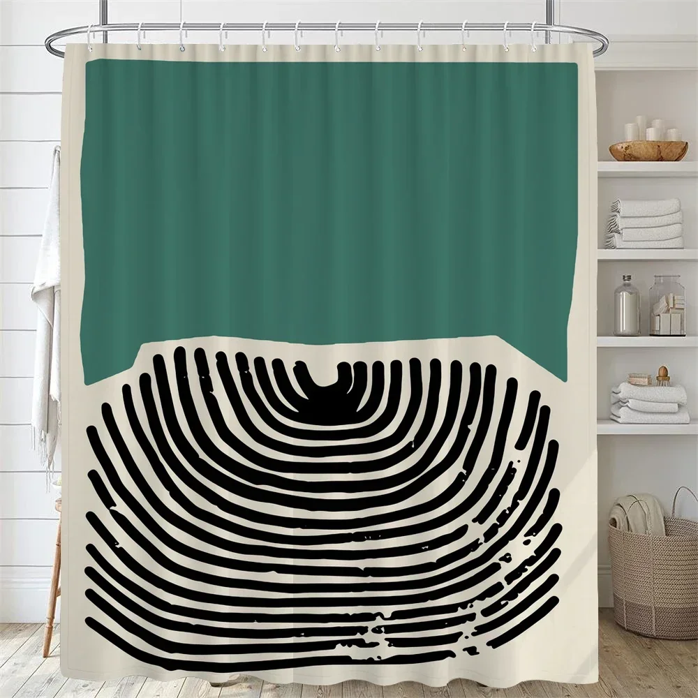 Shower Curtains Nordic Abstract Painting Medieval Minimalist Art Polyester Fabric 180 * 180CM Hooks