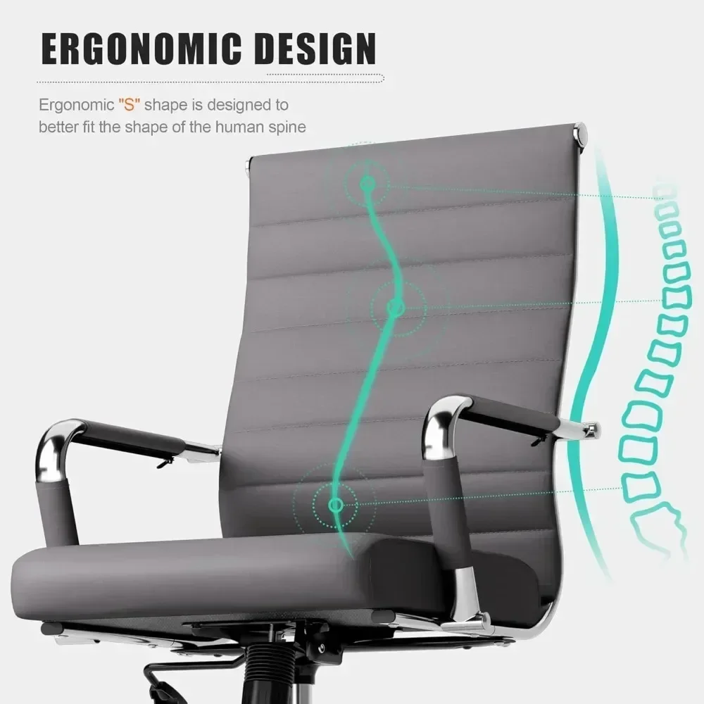 "contemporary ribbed swivel office chair with height adjustment for modern conference rooms"
