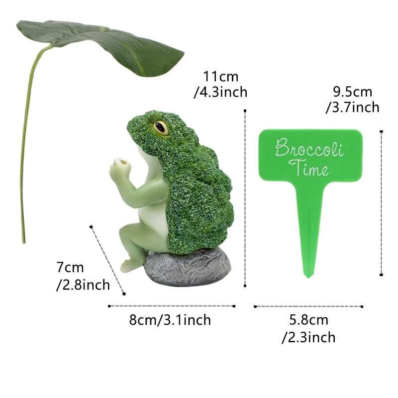 Resin Green Frog Statues Outdoor Garden Art Decor Cute Animal Figurine & Sculpture Miniature Items for Yard Lawn Patio Ornaments